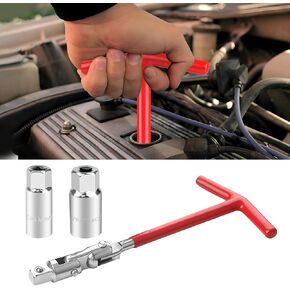 Spark Plug Socket Wrench Set T-Handle 16mm (5/8") & 21mm (13/16") Installer Tool, Universal Spark Plug Remover Tool for Motorcycles, Lawn Mowers and Small Motor Vehicles