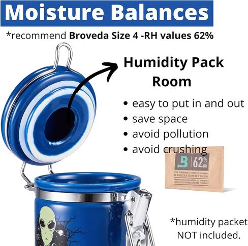Alien Smell Proof Jar Bundle - 3 Pack (250ml -half oz), Pottery Smell Proof Container with Bamboo Holder Kit, Versatile Airtight Storage Set Cute ET Gifts for Connoisseur - Blue Black Purple in Saudi Arabia