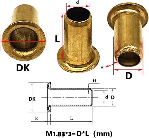 1000pcs Copper Hollow Rivet M1.45(D)*3.0(L) Metal Elements Rivet Double-Sided Circuit Board PCB vias Nails in Kuwait