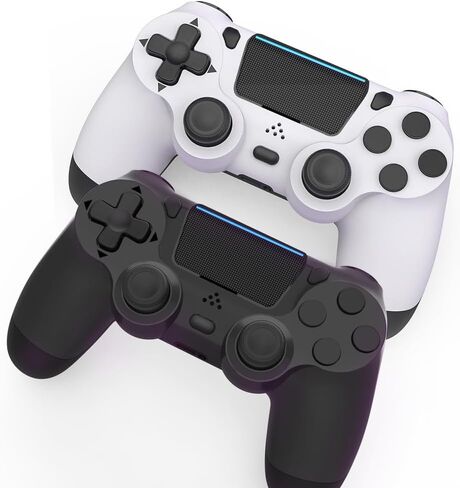 MOVONE Wireless Controller Dual Vibration Game Joystick Controller for PS4/ Slim/Pro/Windows PC,Compatible with PS4 Console（White+Black） in Kuwait