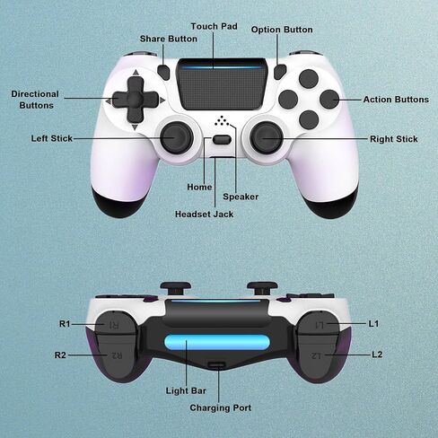 MOVONE Wireless Controller Dual Vibration Game Joystick Controller for PS4/ Slim/Pro/Windows PC,Compatible with PS4 Console（White+Black） in Kuwait