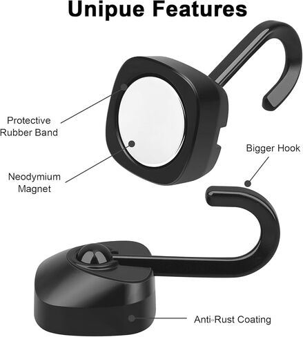 خطاف مغناطيسي من النيوديميوم عالي التحمل من Ridegeek بوزن 75 رطل، خطافات مغناطيسية مع مقاومة للصدأ للتعليق في الأماكن المغلقة والخارجية، والثلاجة، والشواية، والمطبخ، وحامل المفاتيح، أسود in Kuwait