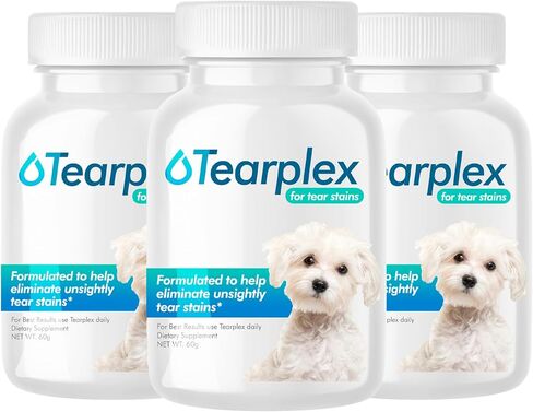 tearplex Tear Stain Supplement for Dogs and Cats, 1 Rated Natural Tear Stain Product - Made in The USA, 100% Tylosin Free, Veterinarian Trusted - Beef Flavored in Kuwait