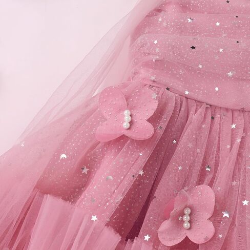 Flower Girls Birthday Party Dress Sleeveless Butterfly Sequins Glitters Wedding Pageant Ruffle Tulle Tutu Dress in Saudi Arabia