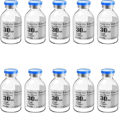 Biocomma 4pcs 100ml Sterile Empty Vial with Plastic Aluminum Flip Off Caps，Penicillin Bottle 20mm Crimp Top Sterile Transparent Borosilicate Lab Sample Vial (Transparent) in Saudi Arabia
