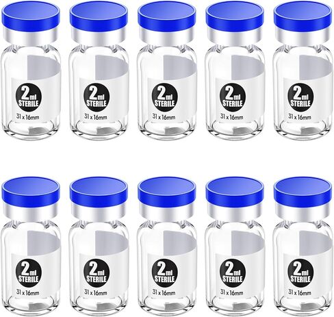Biocomma 4pcs 100ml Sterile Empty Vial with Plastic Aluminum Flip Off Caps，Penicillin Bottle 20mm Crimp Top Sterile Transparent Borosilicate Lab Sample Vial (Transparent) in Saudi Arabia