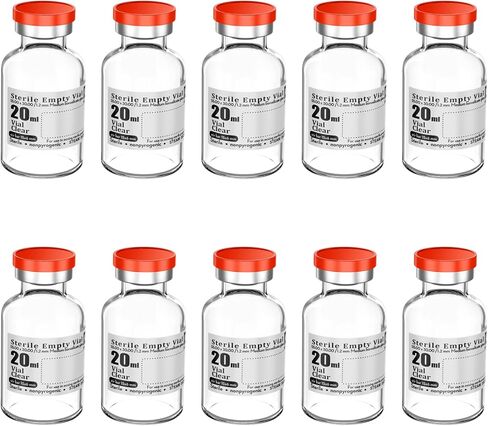 Biocomma 4pcs 100ml Sterile Empty Vial with Plastic Aluminum Flip Off Caps，Penicillin Bottle 20mm Crimp Top Sterile Transparent Borosilicate Lab Sample Vial (Transparent) in Saudi Arabia