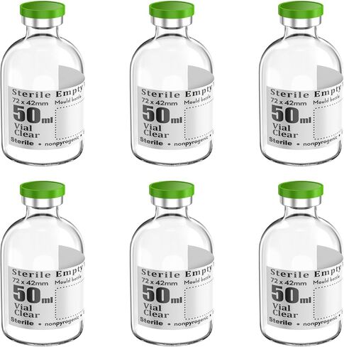 Biocomma 4pcs 100ml Sterile Empty Vial with Plastic Aluminum Flip Off Caps，Penicillin Bottle 20mm Crimp Top Sterile Transparent Borosilicate Lab Sample Vial (Transparent) in Saudi Arabia