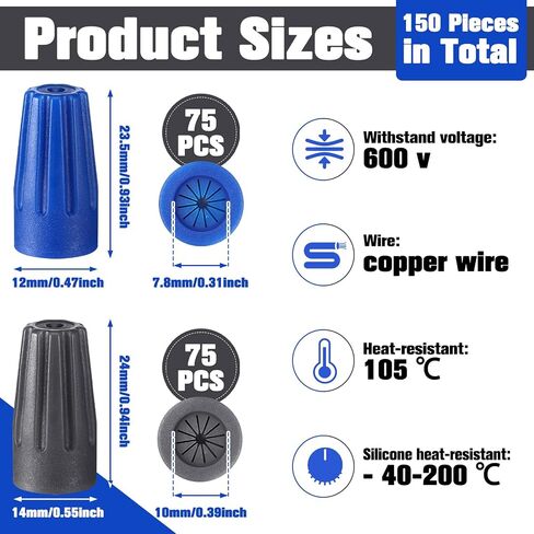 150 Pcs Waterproof Wire Electrical Connectors Outdoor Splice Terminal Electrical Connectors 22AWG-12AWG Cable Wire Landscape Connectors Wet Location Available for Building Application Connect in Saudi Arabia
