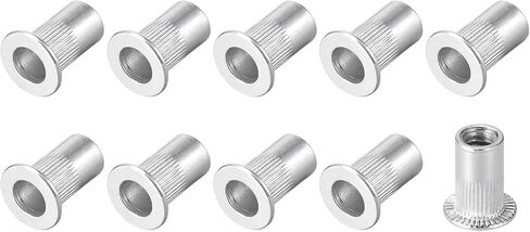 METALLIXITY Rivet Nuts (#10-32) 100Pcs, Aluminum Alloy Knurled Body Insert Nuts - for Furniture Mechanical Fastener, Silver Tone in Saudi Arabia