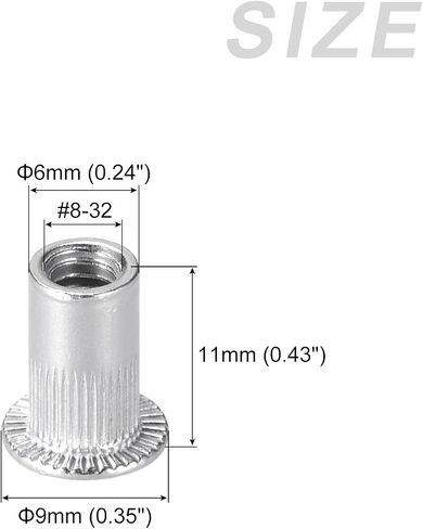 METALLIXITY Rivet Nuts (#10-32) 100Pcs, Aluminum Alloy Knurled Body Insert Nuts - for Furniture Mechanical Fastener, Silver Tone in Saudi Arabia
