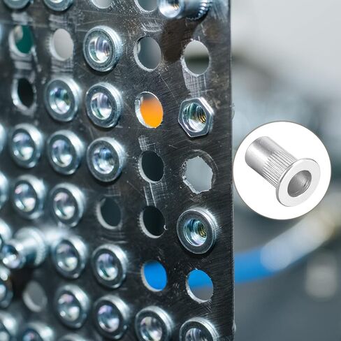 METALLIXITY Rivet Nuts (#10-32) 100Pcs, Aluminum Alloy Knurled Body Insert Nuts - for Furniture Mechanical Fastener, Silver Tone in Saudi Arabia