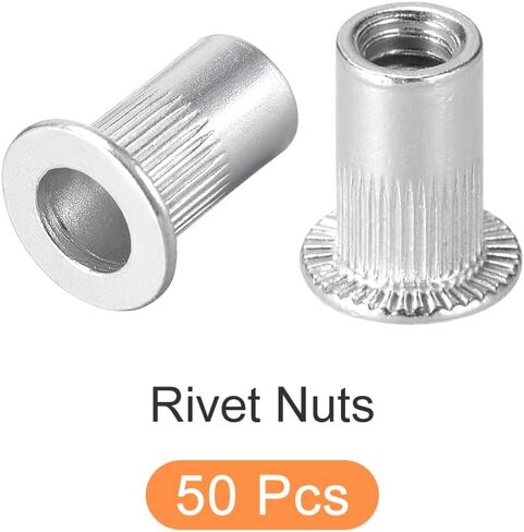 METALLIXITY Rivet Nuts (#10-32) 100Pcs, Aluminum Alloy Knurled Body Insert Nuts - for Furniture Mechanical Fastener, Silver Tone in Saudi Arabia