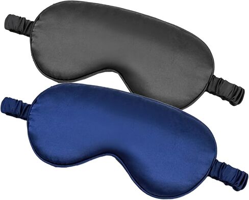 Silk Sleep Mask for Sleeping with Adjustable Strap Satin Blackout Sleeping Eye Mask for Men&Women Soft Eye Cover Eyeshade for Night Sleeping Black&Navy One Size in Saudi Arabia