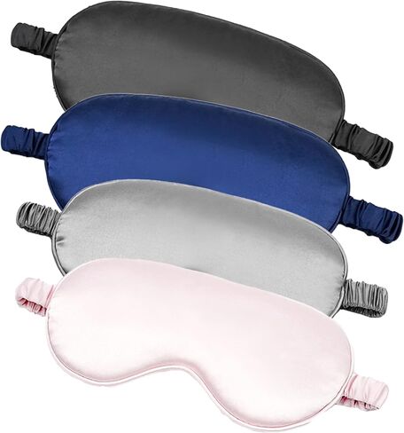 Silk Sleep Mask for Sleeping with Adjustable Strap Satin Blackout Sleeping Eye Mask for Men&Women Soft Eye Cover Eyeshade for Night Sleeping Black&Navy One Size in Saudi Arabia