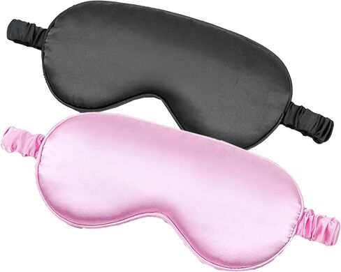 Silk Sleep Mask for Sleeping with Adjustable Strap Satin Blackout Sleeping Eye Mask for Men&Women Soft Eye Cover Eyeshade for Night Sleeping Black&Navy One Size in Saudi Arabia