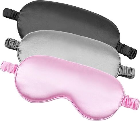 Silk Sleep Mask for Sleeping with Adjustable Strap Satin Blackout Sleeping Eye Mask for Men&Women Soft Eye Cover Eyeshade for Night Sleeping Black&Navy One Size in Saudi Arabia