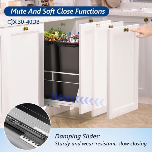 سلة المهملات ذات السحب المزدوج من Insputer تحت الخزانة، يمكن سحب سلة المهملات في الخزانة 35 كيو تي، يمكن سحب سلة المهملات شديدة التحمل تحت الخزانة لصندوق إعادة تدوير المطبخ، لا يمكن تضمين القمامة in Kuwait