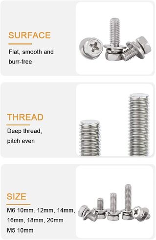 binifiMux 40pcs M6 x10mm 12mm 14mm 16mm Motorcycle Battery Terminal Bolts Screws Square Nuts Kit, Stainless Steel in Saudi Arabia