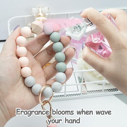 Beaded Keychain with Tassel, Silicone Key Ring Bracelet, Cute Boho Car Key Chain Wristlet for Women in Kuwait