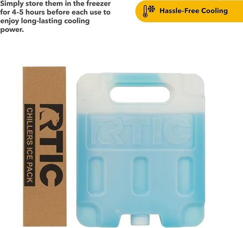 RTIC Refreezable Reusable Cooler Ice Packs Cold Ice Chest Pack Long-Lasting Break-Resistant for Food, Drink, Travel and Storage, 2 Pack in Kuwait