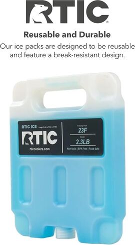 RTIC Refreezable Reusable Cooler Ice Packs Cold Ice Chest Pack Long-Lasting Break-Resistant for Food, Drink, Travel and Storage, 2 Pack in Kuwait