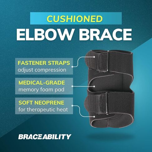 BraceAbility التهاب الجراب وسادة الكوع هدفين | غلاف ذراع ضاغط مع وسادة دعم ناعمة مبطنة لآلام المفاصل الزنجية، وحماية الجراب، وتخفيف التهاب المفاصل والتهاب الأوتار (مقاس واحد) in Kuwait