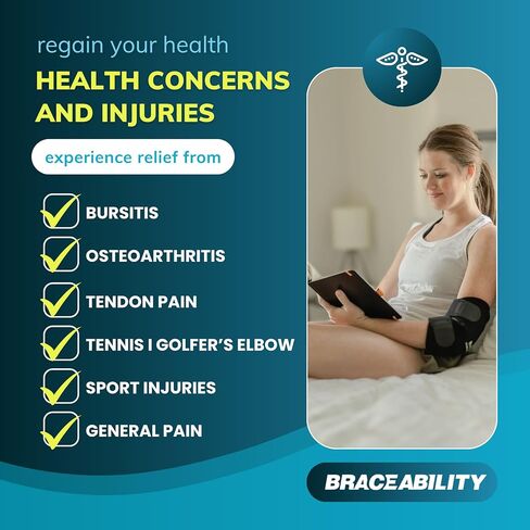 BraceAbility التهاب الجراب وسادة الكوع هدفين | غلاف ذراع ضاغط مع وسادة دعم ناعمة مبطنة لآلام المفاصل الزنجية، وحماية الجراب، وتخفيف التهاب المفاصل والتهاب الأوتار (مقاس واحد) in Kuwait