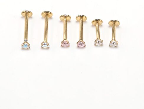 16G 18G Tragus Labret Lip Piercing Jewelry Black, Internally Threaded Surgical Steel CZ Studs for Women Men, 6mm 8mm 10mm Labret Nose Stud Cartilage Helix Medusa Conch Piercing Jewelry in Saudi Arabia
