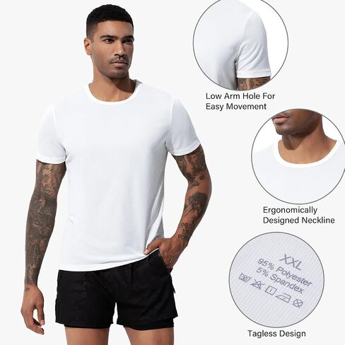 Arjen Kroos Men's Quick Dry Fit Running T-Shirts 4 Pack Activewear Gym Shirts Breathable Workout Undershirts in Saudi Arabia