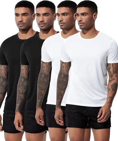 Arjen Kroos Men's Quick Dry Fit Running T-Shirts 4 Pack Activewear Gym Shirts Breathable Workout Undershirts in Saudi Arabia