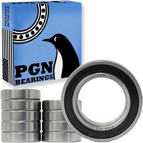 PGN (10 Pack) 6008-2RS Bearing - Lubricated Chrome Steel Sealed Ball Bearing - 40x68x15mm Bearings with Rubber Seal & High RPM Support in Saudi Arabia