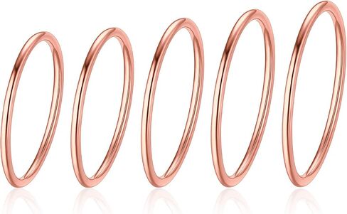 ChicSilver 5 Pcs 1mm Women's 925 Sterling Silver Plain Band Knuckle Stacking Rings Fashion Thin Midi Rings Comfort Fit Size 3.5 to 7 (with Gift Box) in Saudi Arabia