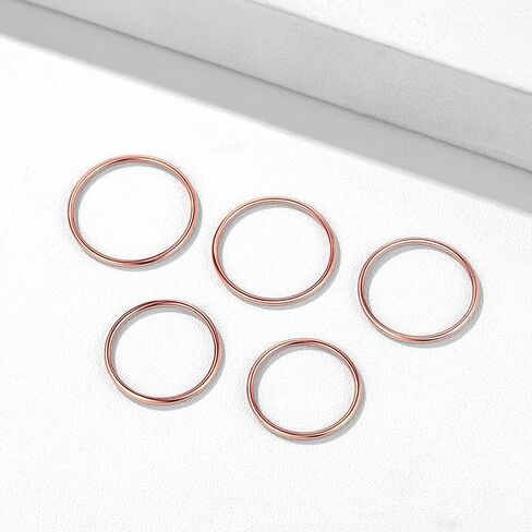 ChicSilver 5 Pcs 1mm Women's 925 Sterling Silver Plain Band Knuckle Stacking Rings Fashion Thin Midi Rings Comfort Fit Size 3.5 to 7 (with Gift Box) in Saudi Arabia