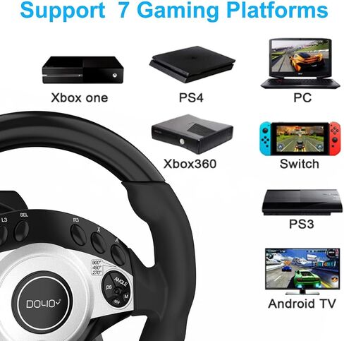 Steering Wheel for Xbox 360，PC Gaming Racing Wheel，volante para PC, 180 Degree Driving Wheel with pedals and shifter for XBOX 360 / PS3 / PC/Switch/Android in Kuwait