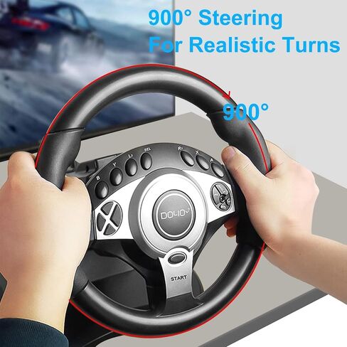 Steering Wheel for Xbox 360，PC Gaming Racing Wheel，volante para PC, 180 Degree Driving Wheel with pedals and shifter for XBOX 360 / PS3 / PC/Switch/Android in Kuwait