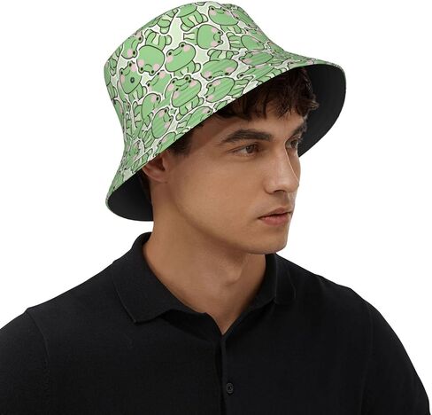 Frog Print Bucket Hats for Women Men Wide Brim Summer Travel Packable Frog Bucket Beach Sun Hat in Saudi Arabia