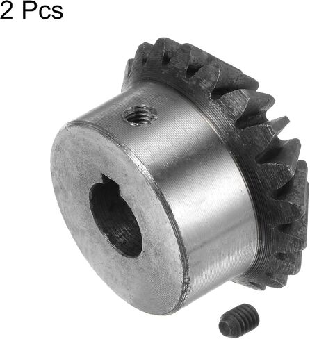 HARFINGTON 2pcs Bevel Gear 2M 20 Teeth 14mm Shaft Hole 1:1 Tapered Bevel Pinion Gear 45# Steel 2 Module 90 Degree Steering Gear, for Hardware Mechanical Rotation, with 5mm Keyway in Saudi Arabia