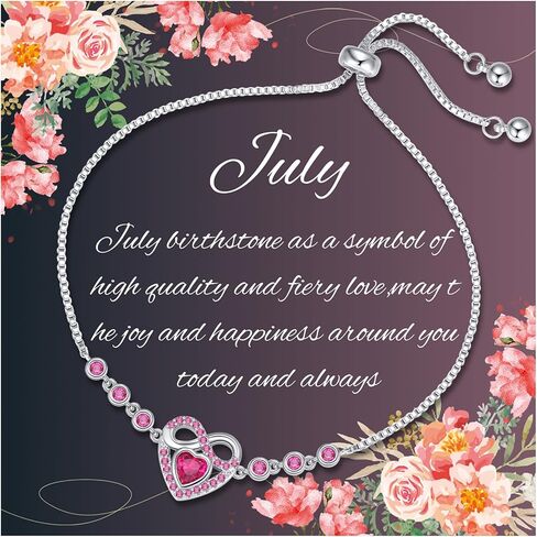 Birthstone Bracelets for Women Trendy: Infinity Heart Tennis Bracelet with Cubic Zirconia, Adjustable Silver Bracelet Christmas Mother's Day Birthday Anniversary Jewelry Gifts for Women Wife Mom in Saudi Arabia