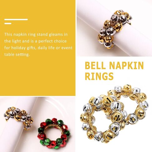Christmas Napkin Serviette Buckles Rings: Red and Green Jingle Bell Napkin Holders Metal Napkin Ring for Christmas Holiday Party Wedding Dinner Table Decor 4pcs in Saudi Arabia