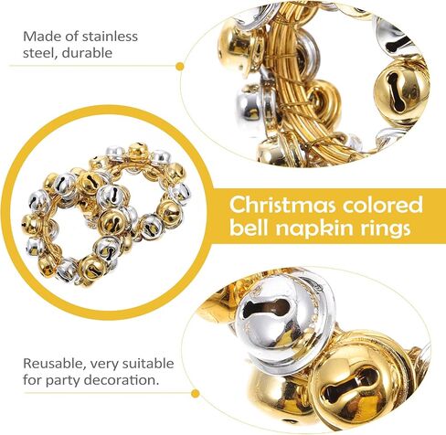 Christmas Napkin Serviette Buckles Rings: Red and Green Jingle Bell Napkin Holders Metal Napkin Ring for Christmas Holiday Party Wedding Dinner Table Decor 4pcs in Saudi Arabia