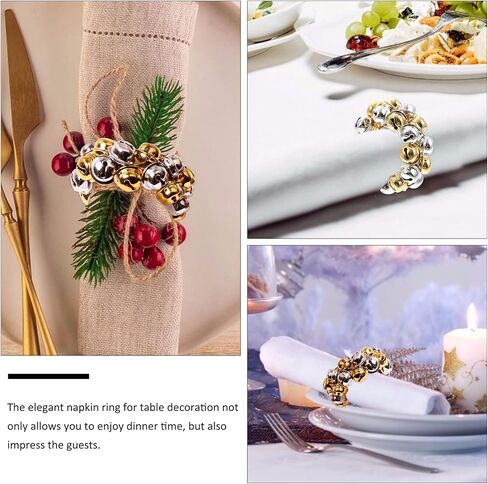 Christmas Napkin Serviette Buckles Rings: Red and Green Jingle Bell Napkin Holders Metal Napkin Ring for Christmas Holiday Party Wedding Dinner Table Decor 4pcs in Saudi Arabia