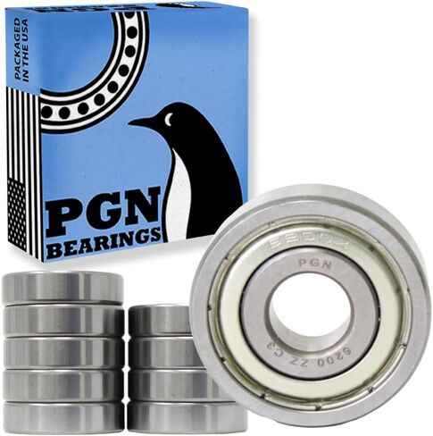 محمل PGN (10 عبوات) 6200-ZZ - محمل كروي مختوم من الصلب الكروم المشحم - محامل 10x30x9 مم مع درع معدني ودعم دورة في الدقيقة العالية in Saudi Arabia