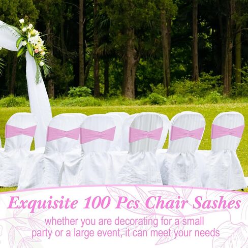 Moukeren 100 Pcs Spandex Chair Sashes Bows Bands Slider Sashes for Chair Covers Elastic Bands Ties Ribbon Decorations for Wedding Party Events Ceremony Birthday Banquet (Dark Green) in Kuwait