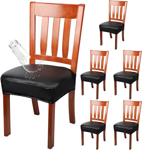 Dining Chair Covers Set of 6, 6 Pcs Stretchable Seat Covers for Chairs, Seat Cushion Protector for Kitchen Dining Room Hotel Housewarming Gifts - Coffee in Kuwait