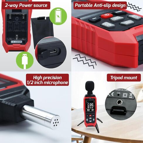 ديسيبل متر الصوت اللاسلكي ديسيبل متر مع التطبيق تسجيل البيانات بلوتوث المحمولة مستوى الصوت متر 0 ~ 130dB عالية الدقة SPL متر للفصول الدراسية والمكتب والمنزل وغيرها. in Kuwait