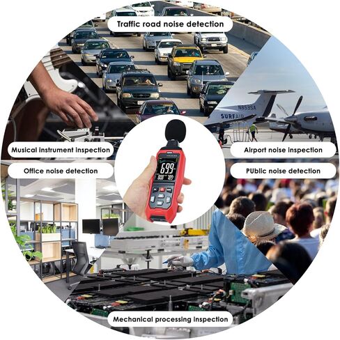ديسيبل متر الصوت اللاسلكي ديسيبل متر مع التطبيق تسجيل البيانات بلوتوث المحمولة مستوى الصوت متر 0 ~ 130dB عالية الدقة SPL متر للفصول الدراسية والمكتب والمنزل وغيرها. in Kuwait