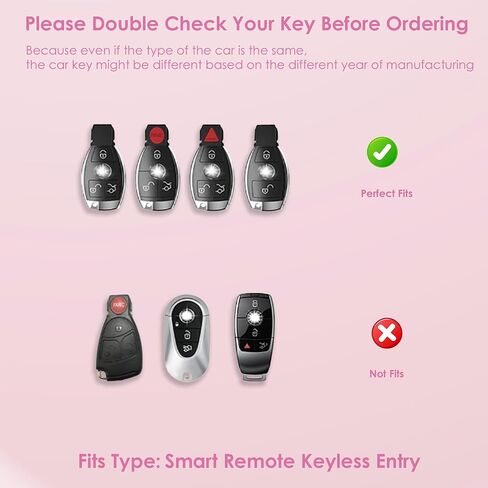 for Mercedes Benz Key fob Cover with Diamond Bling Keychain, Car Accessories Key Shell Full Protection for 2019-2021 A-Class C-Class G-Class 2017-2020 E-Class S-Class,Gold Pink in Saudi Arabia
