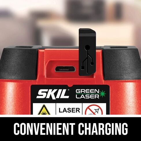 SKIL 100ft. 360° Green Self-Leveling Cross Line Laser Level with Horizontal and Vertical Lines Rechargeable Lithium Battery with USB Charging Port, Compact Tripod & Carry Bag Included - LL9322G-01 in Kuwait