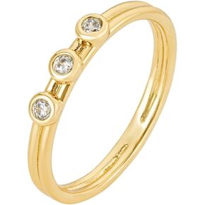 Shiloh Triple Diamond Stone RING RING RING - 18K GOLD PLATING RING ZIRCON STERLING SINGLIS MISSIONIS